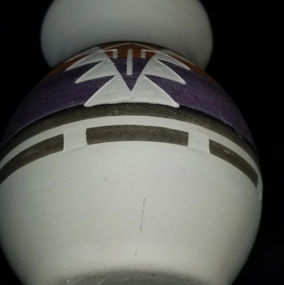 Sioux Pottery vase cream purple orange American Native design
